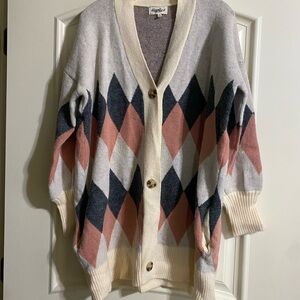 Argyle Patterned Cardigan Sweater